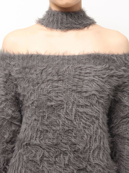 GYDA 2way シャギーチョーカーニットトップス