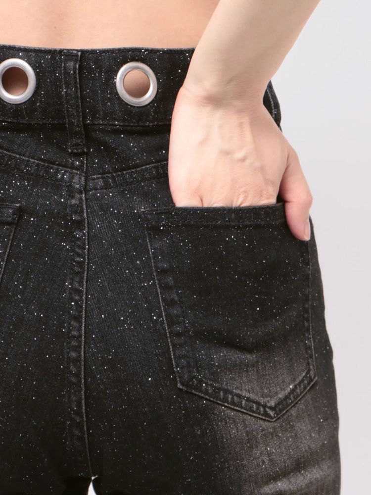 EVRIS　アイレットラメフレアデニムパンツ
