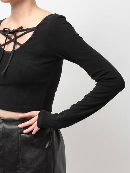 GYDA 2WAY レースアップラメテレコトップス