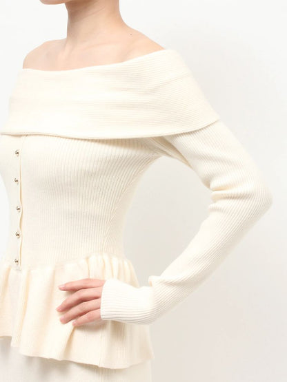 RESEXXY オフショルペプラムニットトップス