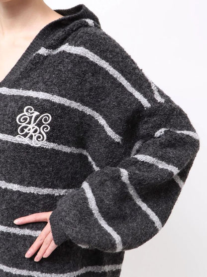 EVRIS オーバーサイズフードニットトップス