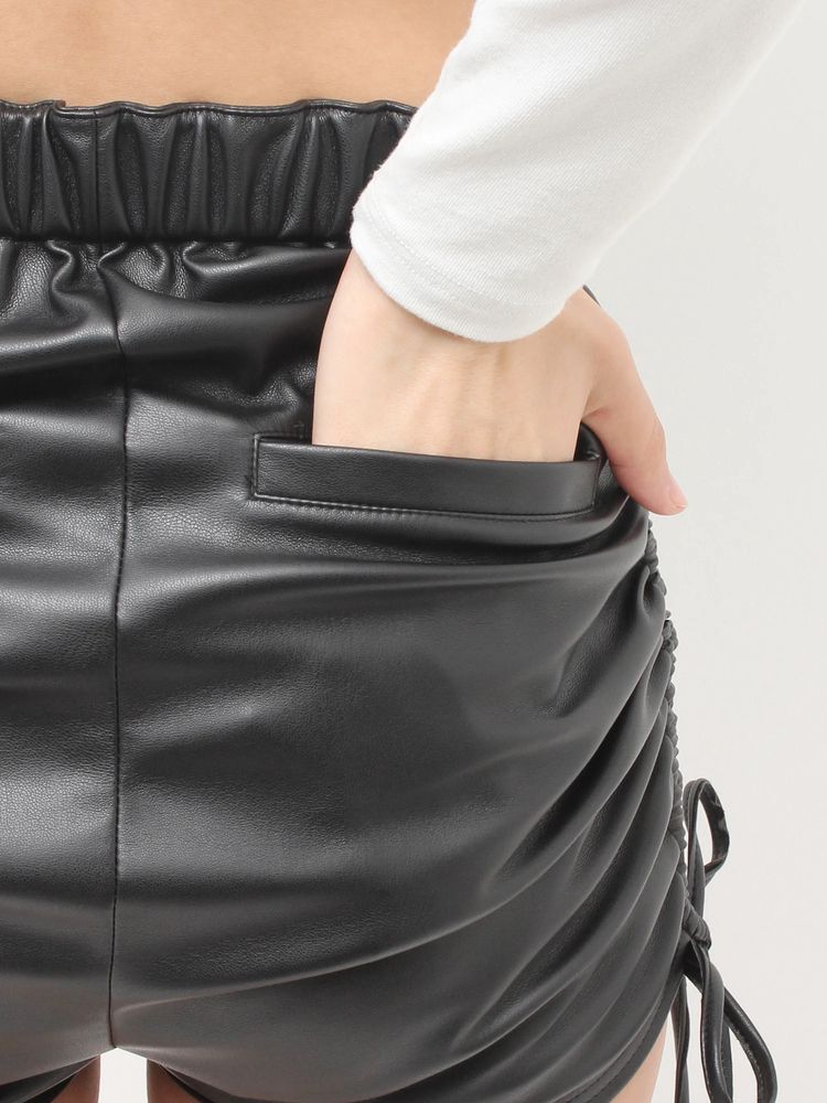 GYDA GG drawstring fake leather ショートパンツ