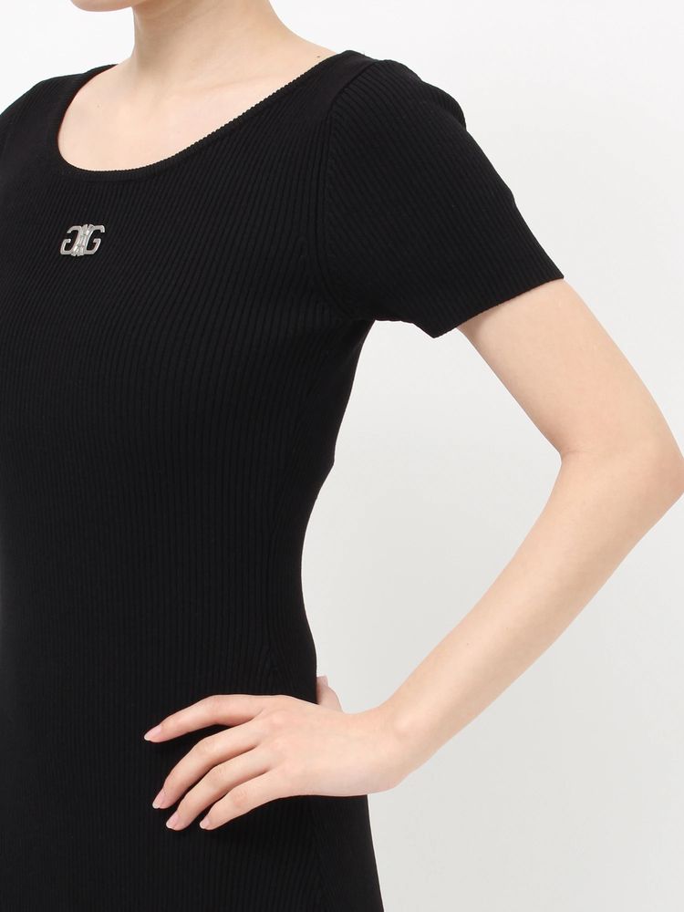 GYDA Symmetry GYDA プレートハーフスリーブニットロングワンピース
