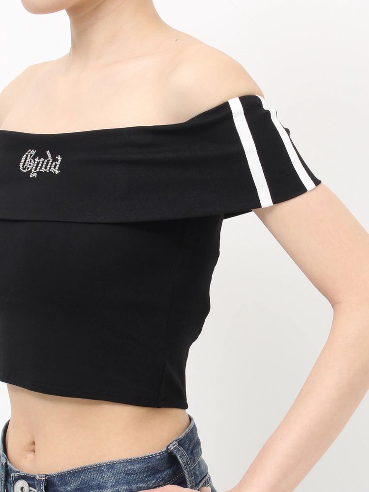 GYDA Gyda bijou サイドラインオフショルショートTOPS