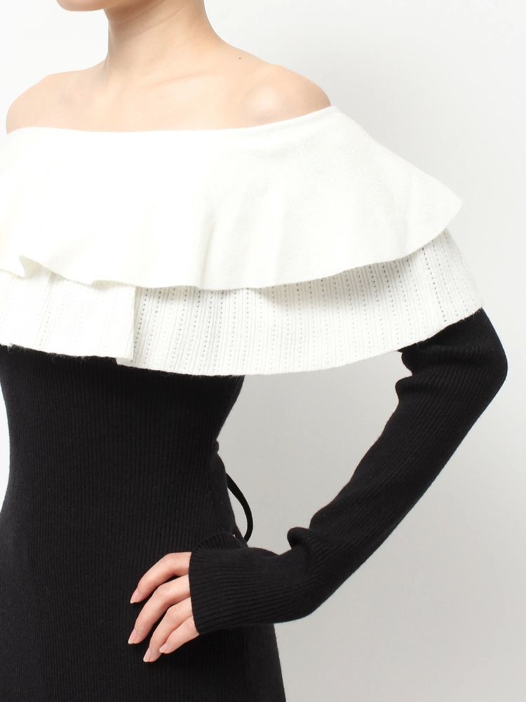 RESEXXY フリルタイトニットワンピース