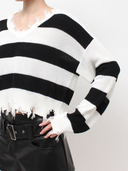 GYDA Vネックグラインダーニットトップス