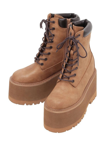 GYDA BRONZE GLOW PLATFORMレースアップショートブーツ