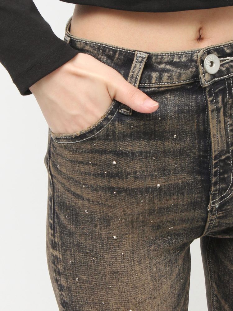 GYDA ハイウエストbijou フレアデニムパンツ