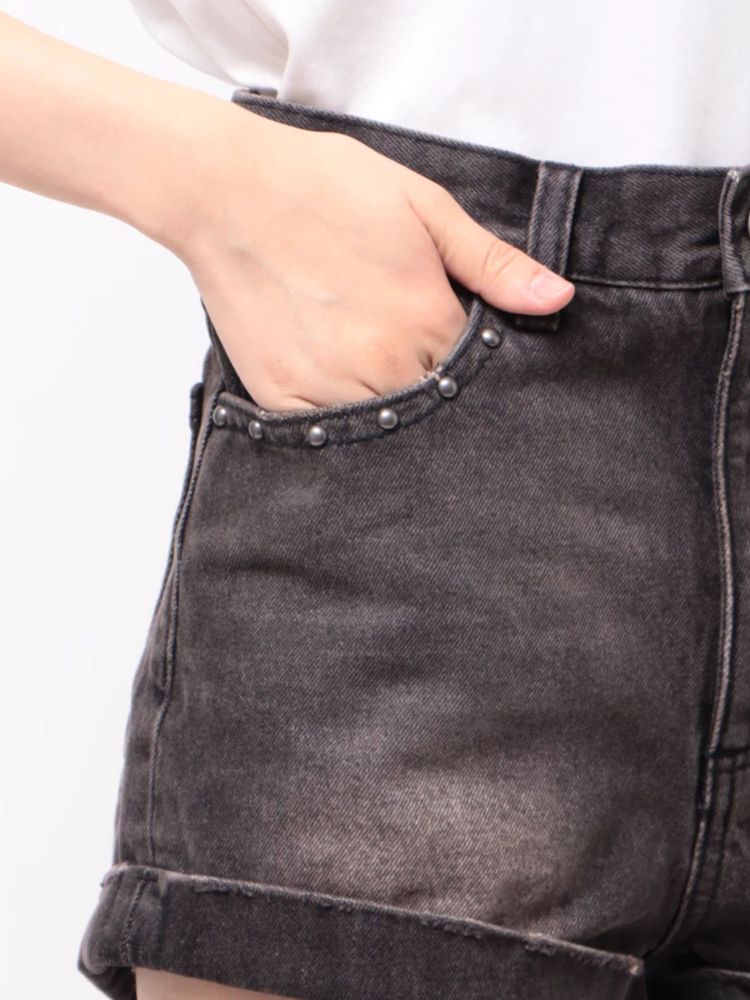 EVRIS マイクロミニスタッズデニムショートパンツ