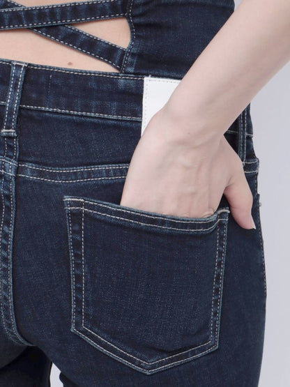 GYDA ハイウエストクロススキニーデニムパンツ