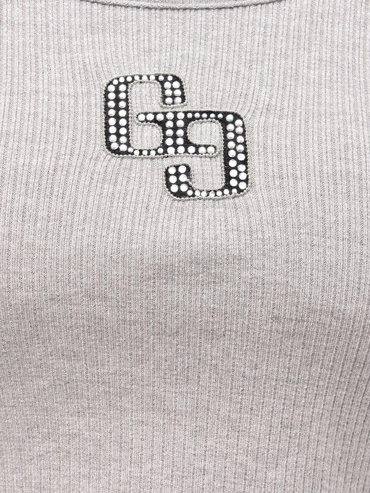 GYDA GGロゴラインストーンラメテレコ long sleeve トップス