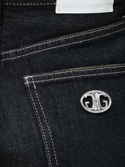 GYDA ハイウエストSymmetryGYDA INNER RIPPEDワイドデニムパンツ