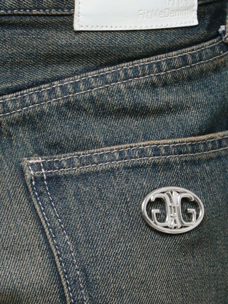 GYDA ハイウエストSymmetryGYDA INNER RIPPEDワイドデニムパンツ