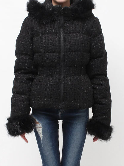GYDA GG ベルト付き lame tweed ショートダウンコート