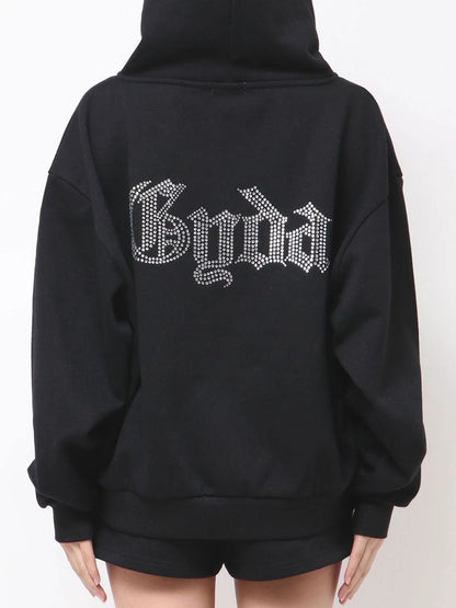 GYDA BACK GYDA ラインストーンラメパーカー