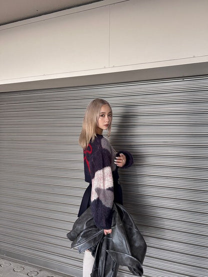 EMODA ショートルーズジャガードニット