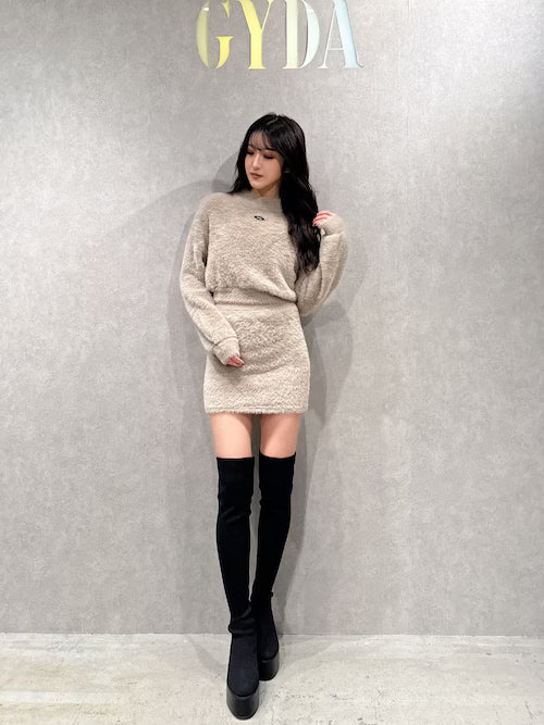 GYDA プレートシャギーニットトップス