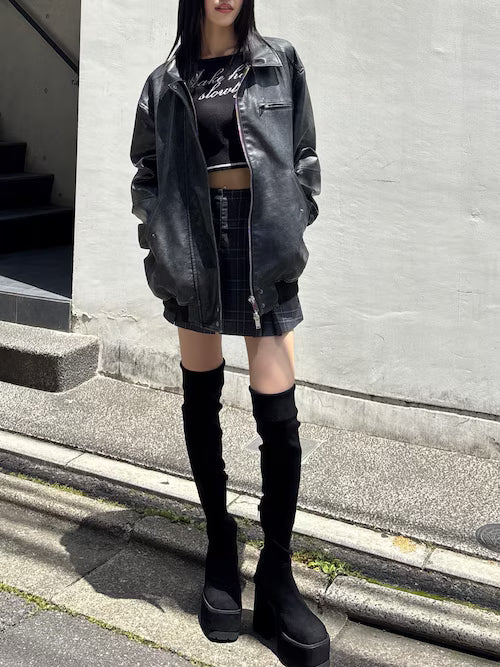 EMODA ヴィンテージフェイクレザーブルゾン