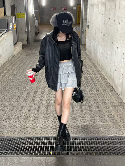 EMODA ヴィンテージフェイクレザーブルゾン