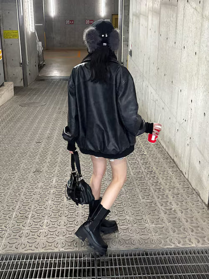 EMODA ヴィンテージフェイクレザーブルゾン