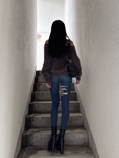 GYDA 2way シャギーチョーカーニットトップス