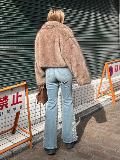 EVRIS フェイクファーショートブルゾン