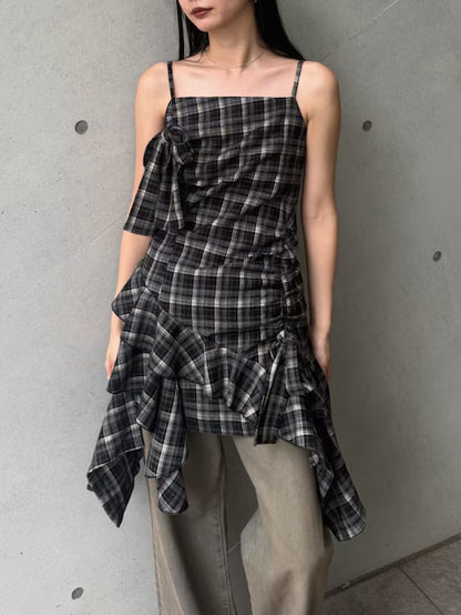 EMODA アシンメトリーギャザーリボンワンピース