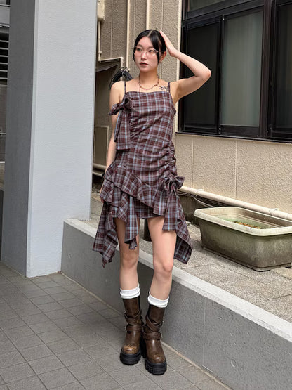 EMODA アシンメトリーギャザーリボンワンピース