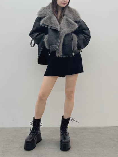 MURUA リバーシブルショートフェイクムートンブルゾン