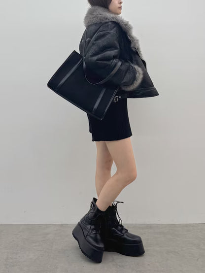 MURUA リバーシブルショートフェイクムートンブルゾン