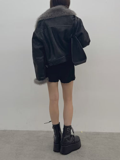 MURUA リバーシブルショートフェイクムートンブルゾン