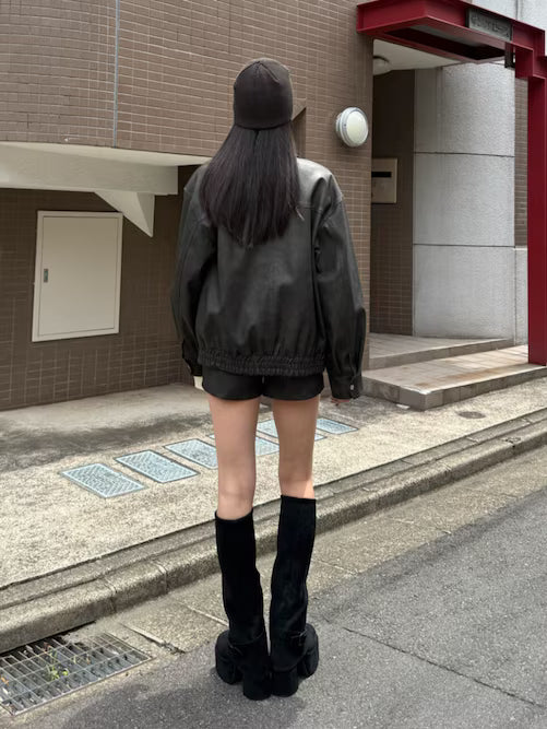 EMODA FAUXレザーハイネックブルゾン