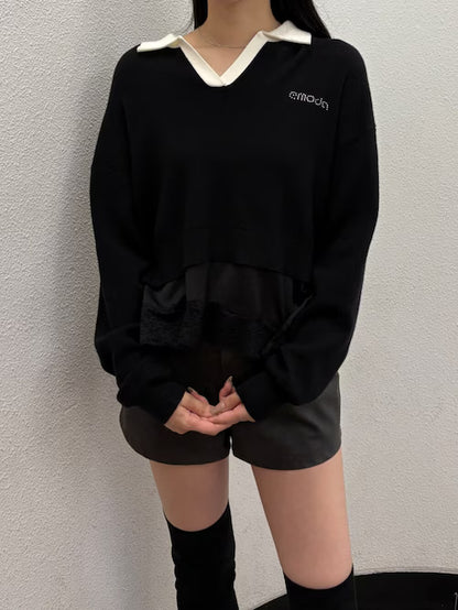 EMODA スキッパーレースニット