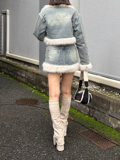 EMODA ドッキングデニムミニスカート