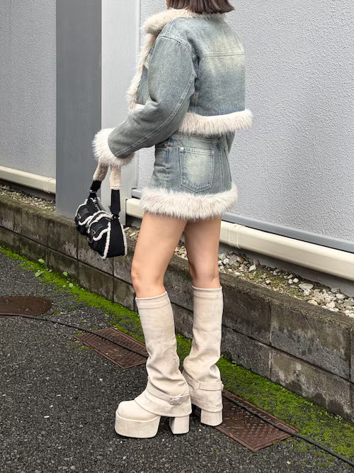EMODA ドッキングデニムミニスカート