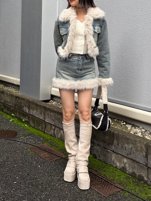 EMODA ドッキングデニムミニスカート