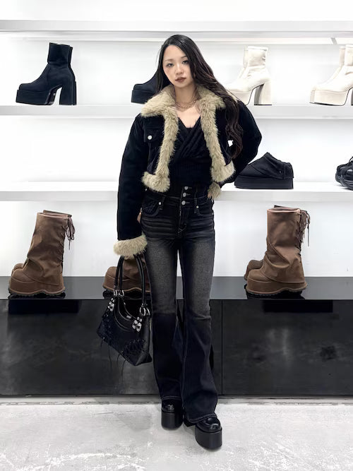 EMODA FAUXファードッキングショートジャケット