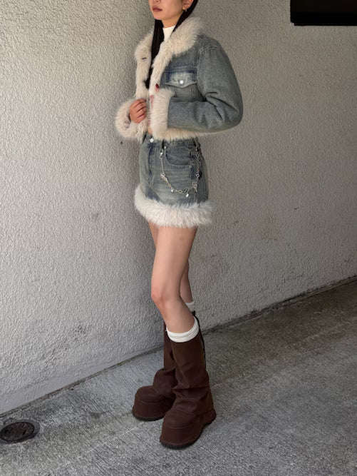 EMODA FAUXファードッキングショートジャケット