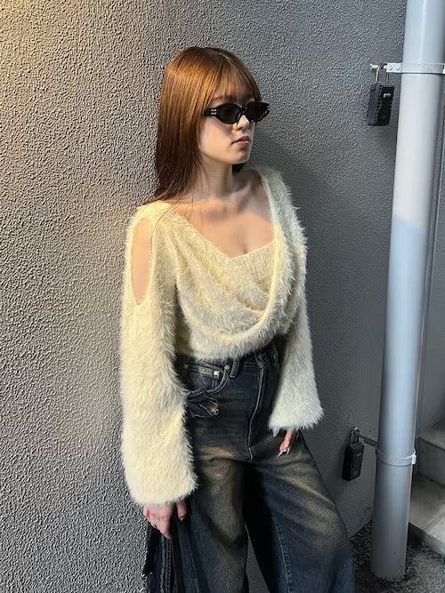 EMODA ショルダースキンクロップ2WAYニット