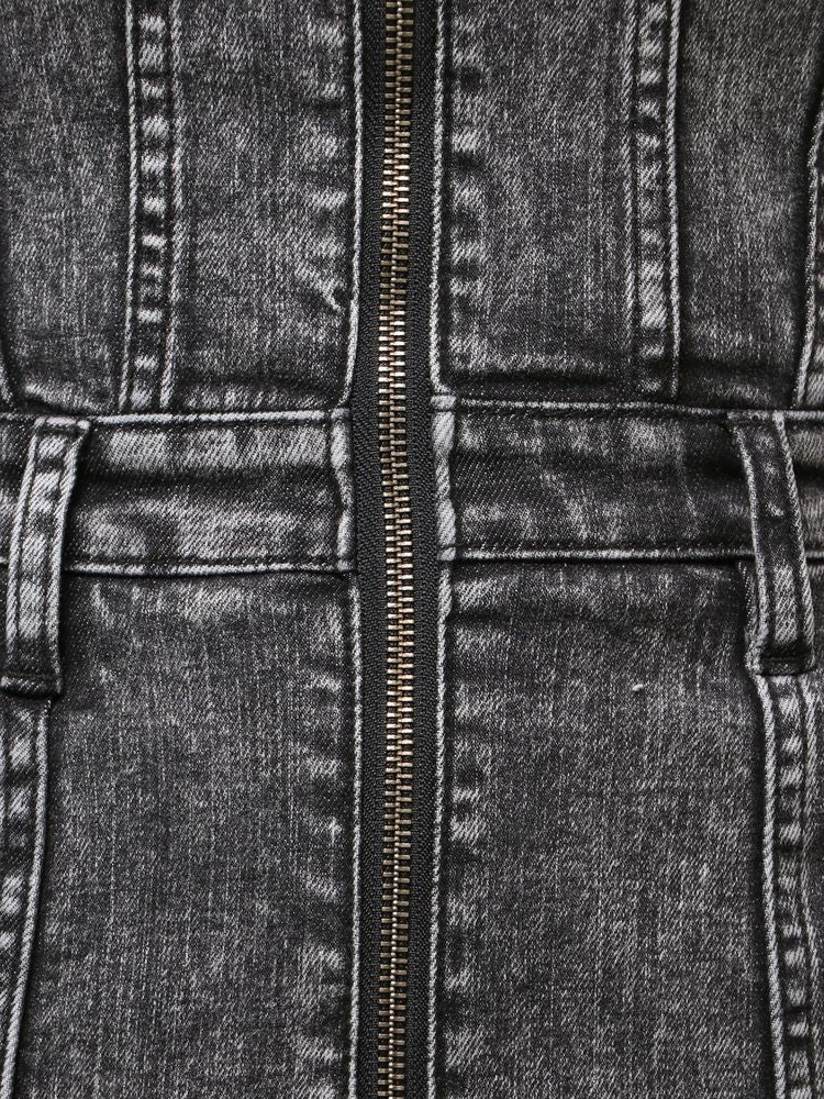 GYDA Symmetry GYDA フロントZIP スカートライクデニムタイトミニワンピース