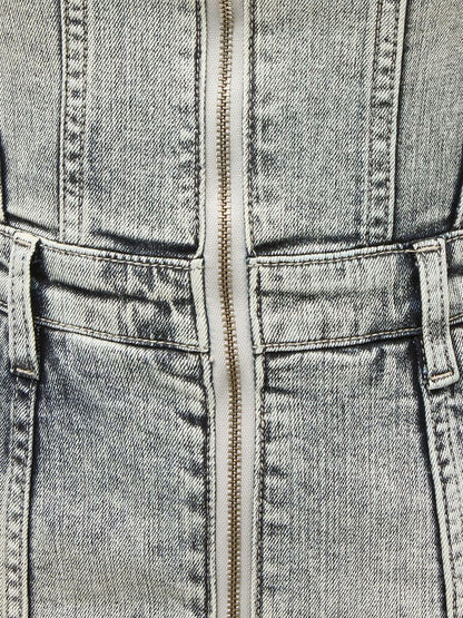 GYDA Symmetry GYDA フロントZIP スカートライクデニムタイトミニワンピース