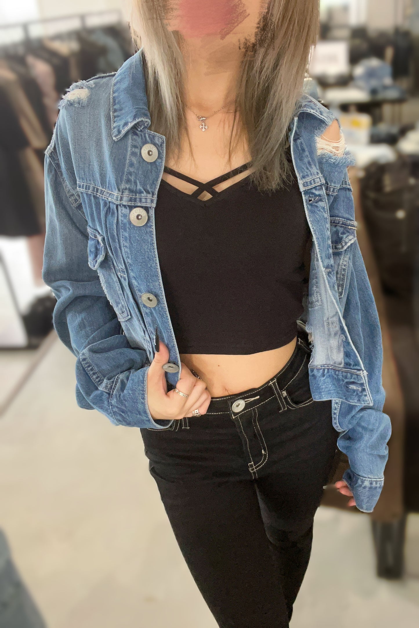 GYDA リヨセルダメージショートデニムＧジャン