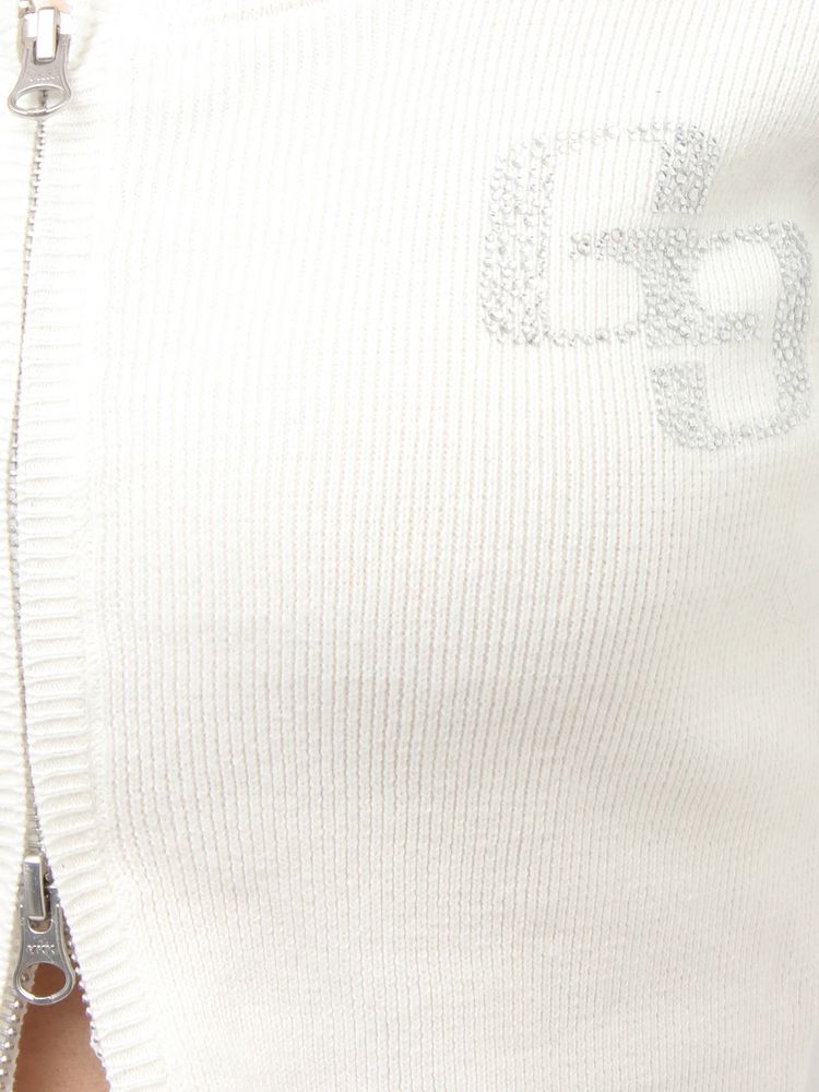 GYDA GG bijou ZIP ブリーチニットショートトップス