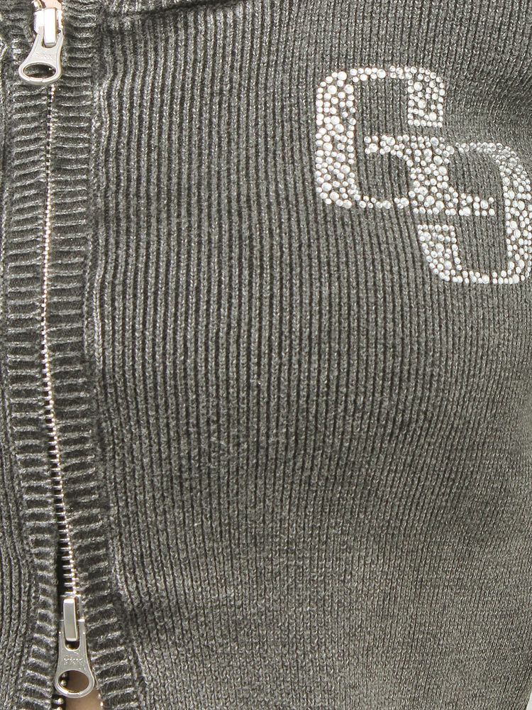 GYDA GG bijou ZIP ブリーチニットショートトップス