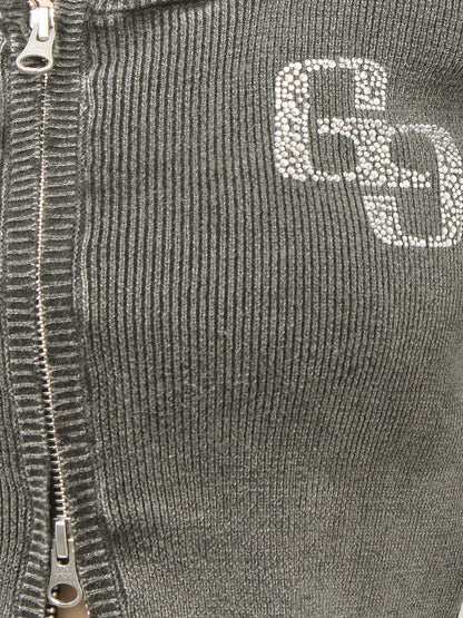 GYDA GG bijou ZIP ブリーチニットショートトップス