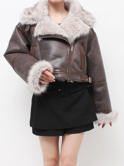 MURUA リバーシブルショートフェイクムートンブルゾン