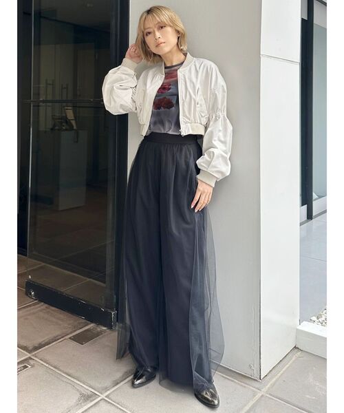 MURUA チュールレイヤードワイドパンツ