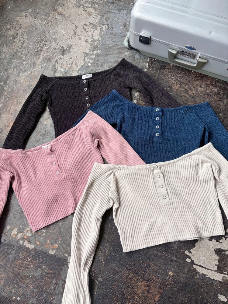 EVRIS モールオフショルニットトップス