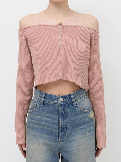 EVRIS モールオフショルニットトップス