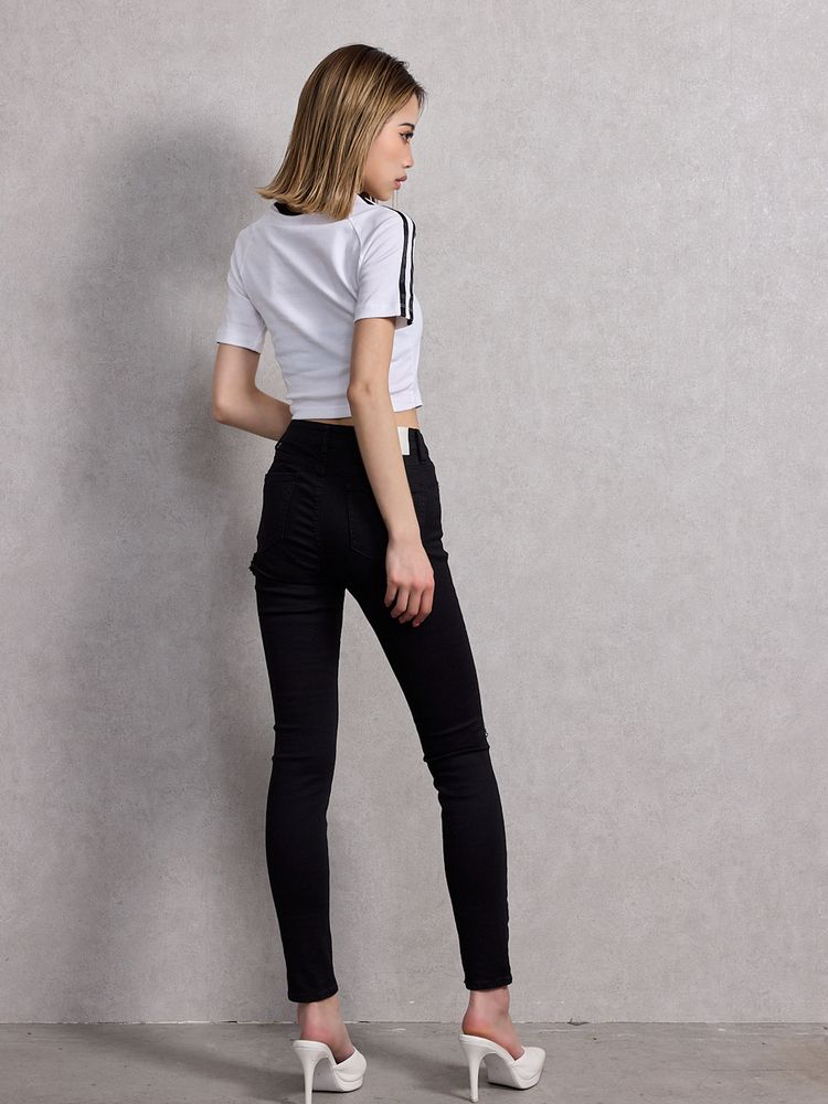 GYDA ミドルウエスト SIDE RIPPEDカラースキニーパンツ